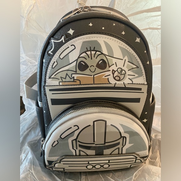 Disney Parks The Mandalorian and Grogu Mini Backpack Loungefly NWT glow in dark - Picture 1 of 7